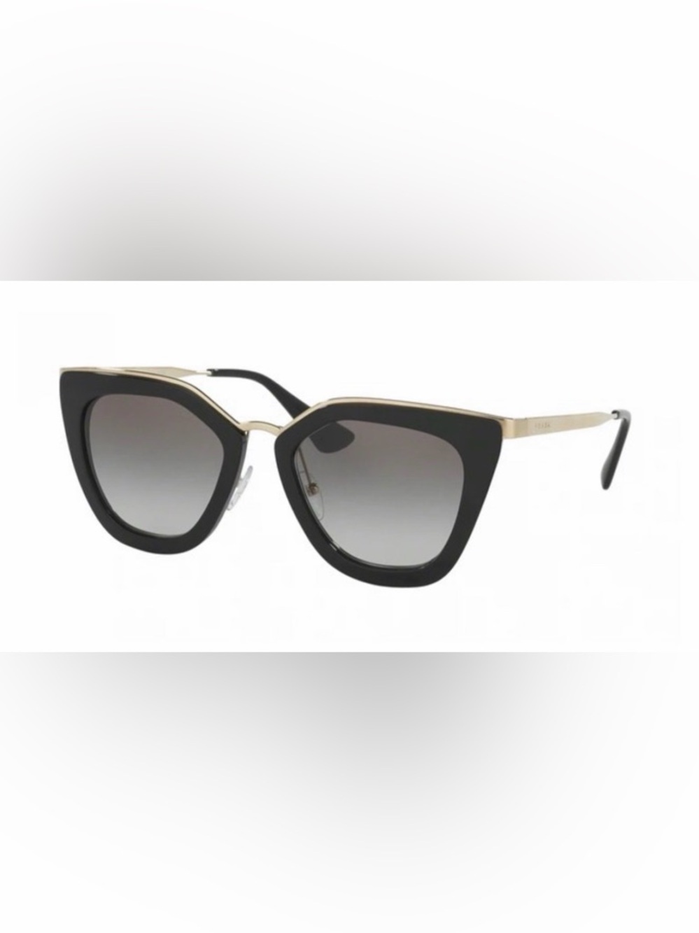 Prada Black and Gold Cat-Eye Sunglasses with Gray Gradient Lenses - Picture 3 of 3